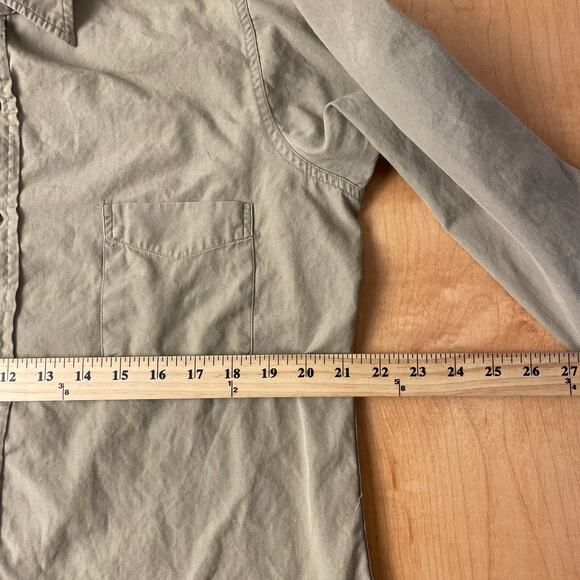 Vintage Post WWII USN Medium Solid Beige Long Sleeve Full Button Collared Shirt - Picture 8 of 11